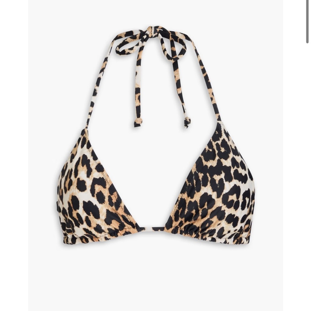 NWT GANNI Leopard-print triangle bikini top M - Picture 3 of 6